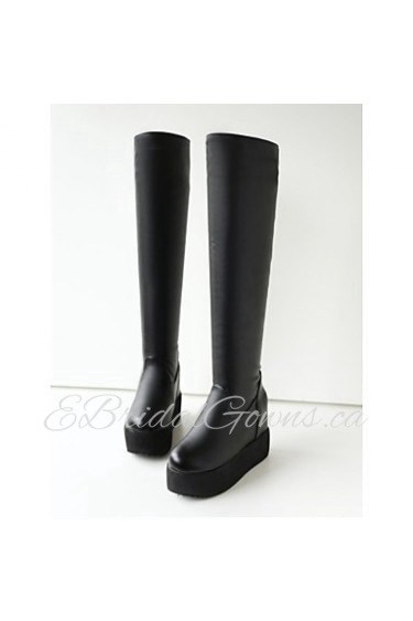 Women's Shoes Customized Materials / Leatherette Flat Heel Platform / Fashion Boots Boots Dress / Casual Black / White