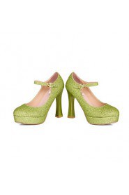 Women's Shoes Cone Heel Heels/Platform/Round Toe Pumps/Heels Casual Green/Red/Silver/Gold