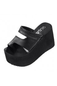 Women's Shoes Toepost Flange Simple Wedge Heel Comfort Sandals Dress Black / White