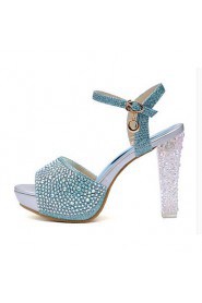 Women's Shoes Glitter Chunky Heel Heels / Platform Sandals Wedding / Party & Evening / Dress Blue / Silver / Gold