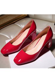 Women's Shoes Patent Leather Chunky Heel Heels / Square Toe Heels Casual Black / Pink / Red