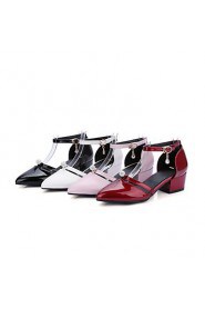 Women's Shoes Patent Leather Chunky Heel Heels / Pointed Toe / Square Toe Heels Casual Black / Pink / White / Burgundy