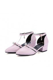 Women's Shoes Patent Leather Chunky Heel Heels / Pointed Toe / Square Toe Heels Casual Black / Pink / White / Burgundy