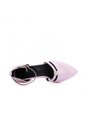 Women's Shoes Patent Leather Chunky Heel Heels / Pointed Toe / Square Toe Heels Casual Black / Pink / White / Burgundy