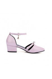 Women's Shoes Patent Leather Chunky Heel Heels / Pointed Toe / Square Toe Heels Casual Black / Pink / White / Burgundy