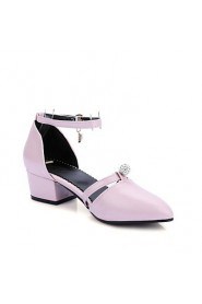 Women's Shoes Patent Leather Chunky Heel Heels / Pointed Toe / Square Toe Heels Casual Black / Pink / White / Burgundy