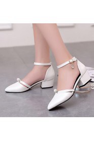 Women's Shoes Patent Leather Chunky Heel Heels / Pointed Toe / Square Toe Heels Casual Black / Pink / White / Burgundy