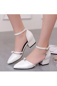 Women's Shoes Patent Leather Chunky Heel Heels / Pointed Toe / Square Toe Heels Casual Black / Pink / White / Burgundy