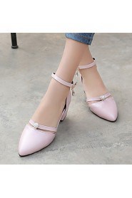 Women's Shoes Patent Leather Chunky Heel Heels / Pointed Toe / Square Toe Heels Casual Black / Pink / White / Burgundy