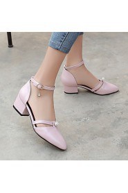 Women's Shoes Patent Leather Chunky Heel Heels / Pointed Toe / Square Toe Heels Casual Black / Pink / White / Burgundy