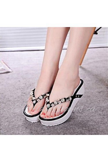 Women's Shoes Synthetic Platform Flip Flops Flip-Flops Outdoor / Casual Black / White