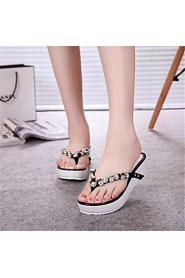 Women's Shoes Synthetic Platform Flip Flops Flip-Flops Outdoor / Casual Black / White