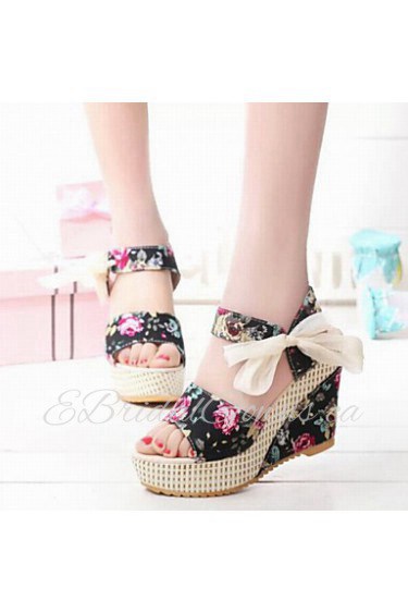 Fashion Women's Shoes Fabric Platform Heels/Peep Toe Sandals Office & Career/Dress/Casual Multicolor