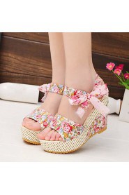 Fashion Women's Shoes Fabric Platform Heels/Peep Toe Sandals Office & Career/Dress/Casual Multicolor