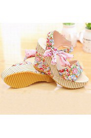 Fashion Women's Shoes Fabric Platform Heels/Peep Toe Sandals Office & Career/Dress/Casual Multicolor