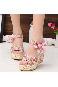 Fashion Women's Shoes Fabric Platform Heels/Peep Toe Sandals Office & Career/Dress/Casual Multicolor