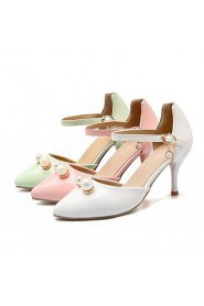 Women's Shoes Leatherette Stiletto Heel Heels Heels Wedding / Office & Career / Party & Evening Green / Pink / White