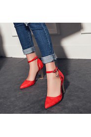 Women's Shoes Chunky Heel Heels / Pointed Toe Heels Casual Black / Red / White / Beige