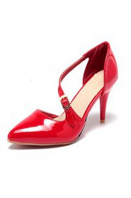 Women's Shoes Leatherette Stiletto Heel Heels Heels Wedding / Office & Career / Party & Evening Black / Red / Almond