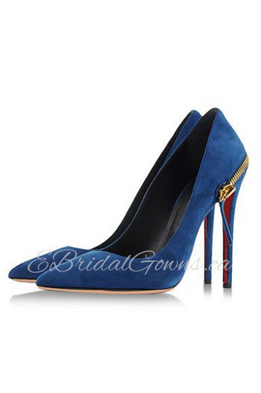 Women's Shoes Fleece Stiletto Heel Heels / Pointed Toe Heels Party & Evening / Dress / Casual Blue