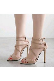 Women's Shoes Fleece Stiletto Heel Heels Sandals Party & Evening Black / Almond