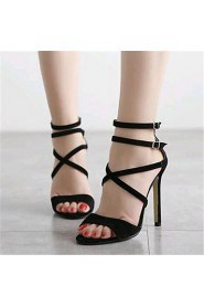 Women's Shoes Fleece Stiletto Heel Heels Sandals Party & Evening Black / Almond