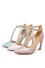 Women's Shoes Stiletto Heel/D'Orsay Two-Piece/Pointed Toe Heels Imitation Pearl Wedding Shoes/Party/Dress Blue/Pink