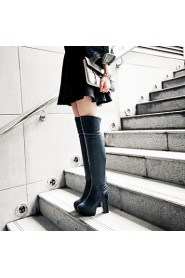 Women's Shoes Chunky Heel / Fashion Boots / Round Toe Boots Dress / Casual Black / Burgundy / Blue