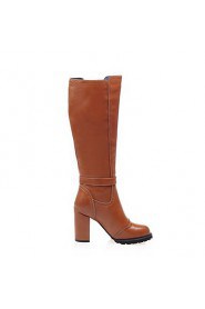 Women's Shoes Chunky Heel Fashion Boots/Round Toe/Knee Hige Boots Dress/Casual Black/Brown/Burgundy