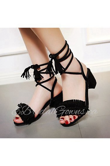 Women's Shoes Leatherette Chunky Heel Open Toe Sandals Outdoor / Dress / Casual Black / Pink / Red / Gray