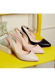 Women's Shoes Leatherette Stiletto Heel Heels Heels Outdoor / Office & Career / Dress Black / Pink / Almond