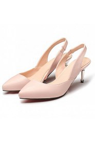 Women's Shoes Leatherette Stiletto Heel Heels Heels Outdoor / Office & Career / Dress Black / Pink / Almond