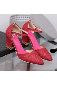 Women's Shoes Leatherette Chunky Heel Heels Heels Wedding / Office & Career / Dress Purple / Red / Gold