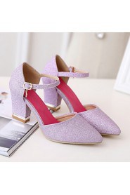 Women's Shoes Leatherette Chunky Heel Heels Heels Wedding / Office & Career / Dress Purple / Red / Gold