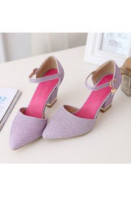 Women's Shoes Leatherette Chunky Heel Heels Heels Wedding / Office & Career / Dress Purple / Red / Gold