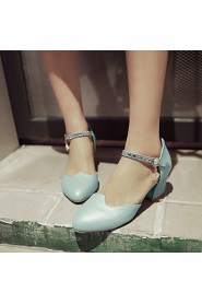 Women's Shoes Leatherette Chunky Heel Heels Heels Wedding / Office & Career / Party & Evening Blue / Pink / White