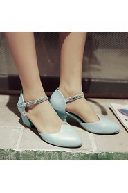 Women's Shoes Leatherette Chunky Heel Heels Heels Wedding / Office & Career / Party & Evening Blue / Pink / White