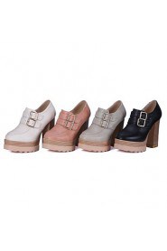 Women's Shoes Leatherette Chunky Heel Heels / Square Toe Heels Outdoor / Dress / Casual Black / Pink / Gray / Beige