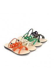 Women's Shoes Leatherette Flat Heel Mary Sandals Casual Black / Blue / Beige / Orange