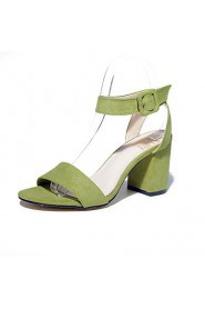 Women's Shoes Chunky Heel Heels / Slingback / Round Toe / Open Toe Sandals Dress Black / Green / Gray