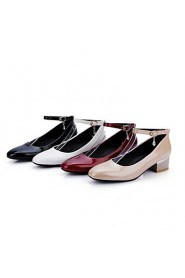 Women's Shoes Patent Leather Chunky Heel Heels / Square Toe Heels Casual Black / White / Almond / Burgundy