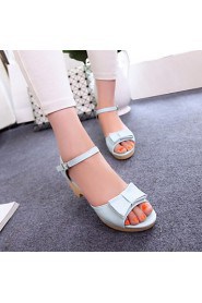 Women's Shoes Leatherette Chunky Heel Heels / Peep Toe / Platform Sandals Office & Career / Dress / Casual Blue / Pink