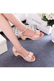 Women's Shoes Leatherette Chunky Heel Heels / Peep Toe / Platform Sandals Office & Career / Dress / Casual Blue / Pink