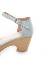 Women's Shoes Leatherette Chunky Heel Heels / Peep Toe / Platform Sandals Office & Career / Dress / Casual Blue / Pink