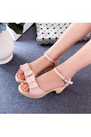 Women's Shoes Leatherette Chunky Heel Heels / Peep Toe / Platform Sandals Office & Career / Dress / Casual Blue / Pink