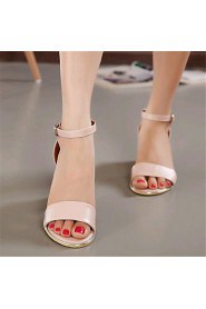 Women's Shoes Leatherette Chunky Heel Heels Sandals Outdoor / Casual Pink / Beige