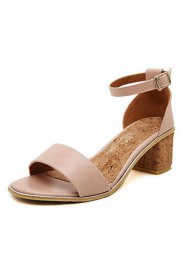 Women's Shoes Leatherette Chunky Heel Heels Sandals Outdoor / Casual Pink / Beige