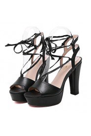 Women's Shoes Leatherette Stiletto Heel Heels Sandals Party & Evening Black / Almond