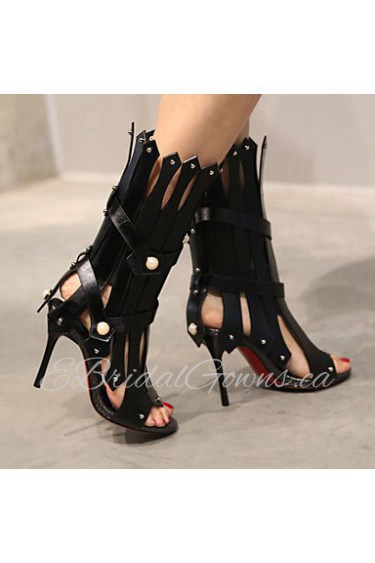 Women's Shoes Heel Heels / Peep Toe Sandals / Heels Party & Evening / Dress / Casual Black / White