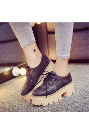 Women's Shoes Leatherette Platform Creepers Fashion Sneakers Outdoor / Casual Black / Brown